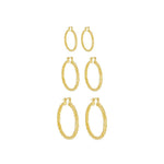Trio de Brincos de Argola Tubo Torcido Giovana Folheado a Ouro 18k - Piuka