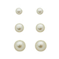 Trio de Brincos Pérolas Folheado em Ródio Branco - Piuka