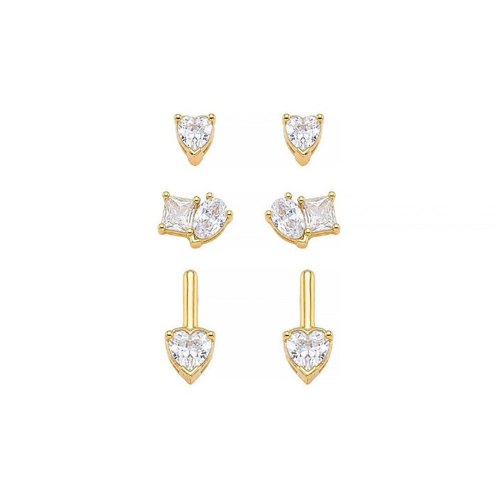 Trio de Brincos Ponto de Luz Ana Livia Folheado a Ouro 18k